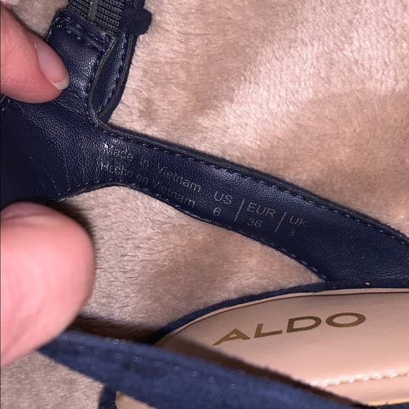 NWOT Aldo Suede Navy Leather Rope Wrapped Platform Chunky Heels Nautical 6 Woven - Picture 7 of 14